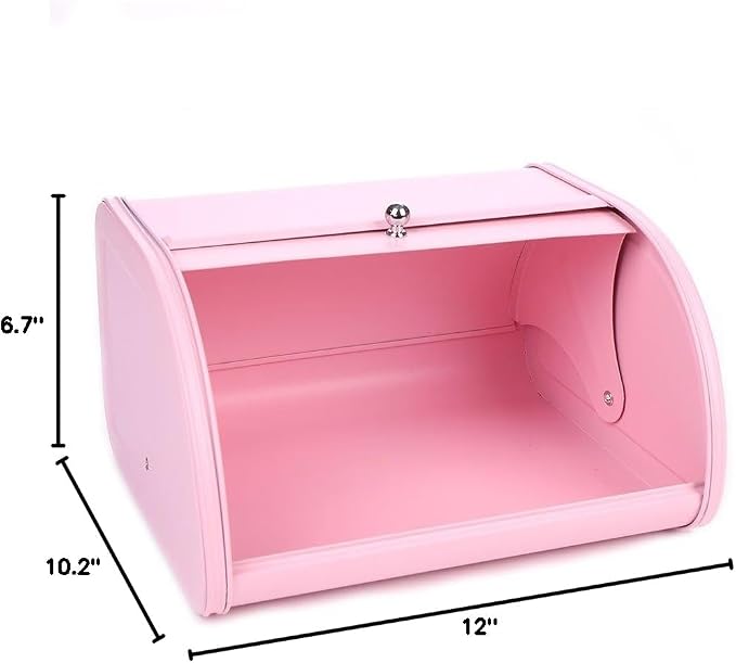 KL X458 Pink Bread Box Roll Top, Metal Bread Box for Kitchen Countertop, Large Capacity, Keeps Bakery Items Fresh Longer, Bread Bin for Kitchen Countertop, Breadbox to Store Cookies, Bagels, Muffins - Image 7