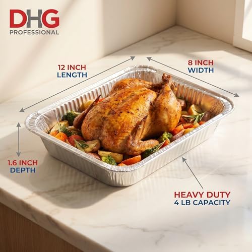 Heavy Duty 4 LB Disposable Aluminum Foil Pans with Lids – Durable Bakeware for Baking, Roasting, Catering, Storage - 12 x 8 x 1.6 Inch – 250 Count - Image 2
