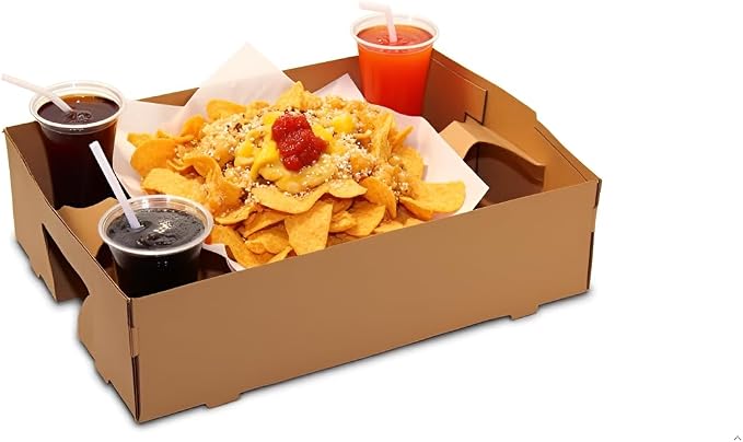 FC Meyer Food Service Trays, J-Tray, Cardboard Trays, Earth-Friendly Disposable Brown Food Tray, Made from Recycled Materials, Versatile Food Packaging, 10.125″ x 5.875″ x 2.5″, Pack of 400 by FCMeyerPackagingLLC