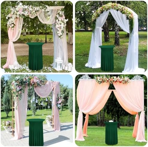 8 Packs Dark Green Round Cocktail Table Skirt 32"x 43" - Image 6
