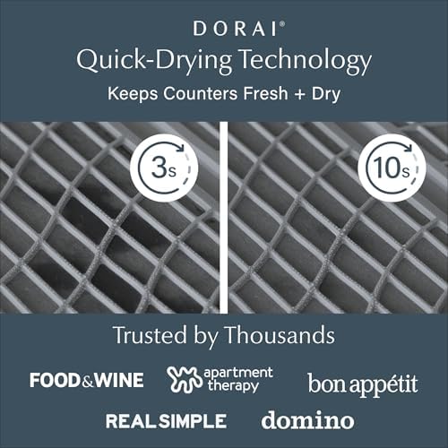 Dorai Home Dish Pad - Collapsable Stone Dish Drying Mat with Diatomaceous Earth for Quick Drying - Ultra Absorbent - Encased in Silicone - Eco-Friendly, Foldable - Original 19.9"x15.2", Slate - Image 2
