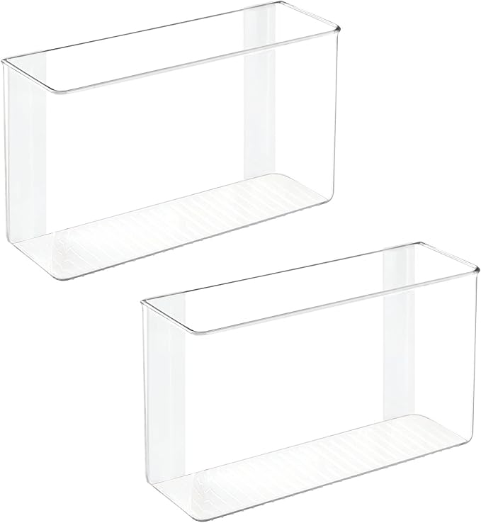 mDesign Plastic Adhesive Mount Storage Organizer Container for Kitchen or Pantry Wall Organization - Space Saving Holder for Sandwich Bags, Foil - 11" Wide - Ligne Collection - 2 Pack - Clear - Image 7