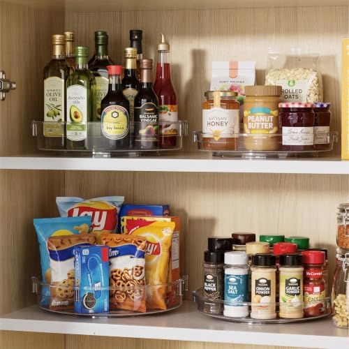 LAMU 4 Pack Lazy Susan Organizer, Clear Lazy Susan Turntable for Cabinet, Refrigerator, Table Top, Kitchen, Bathroom, Pantry Organizers and Storage, 2 Sizes Included 12in, 10.6in - Image 2