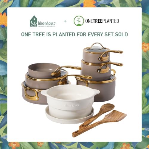 Bloomhouse 15-Piece Ceramic Nonstick Cookware Set, Two Time Oprah's Favorite Things, Heavy-Gauge Aluminum Pots and Pans Set, PFAS & PFOA & PTFE Free Ceramic Cookware, Oven Safe to 500°F, Cappuccino - Image 7