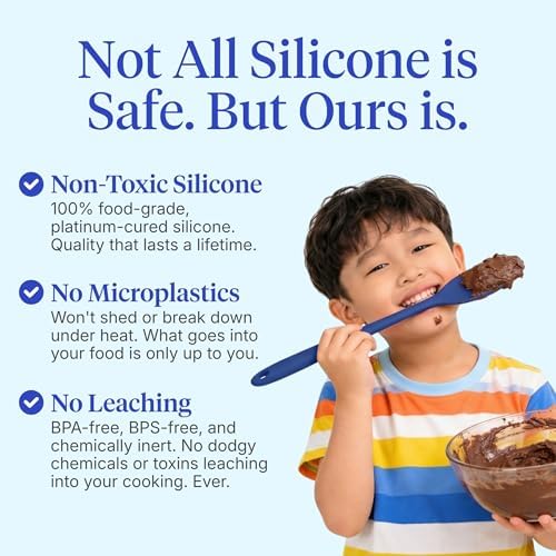 GIR 5-Piece Silicone Kitchen Utensils Set, Non-Toxic Cooking Utensils for Cooking and Baking, Heat Resistant, Food Grade, Dishwasher Safe Rubber Spatula, Ladle, Spoon - Royal Blue - Image 4