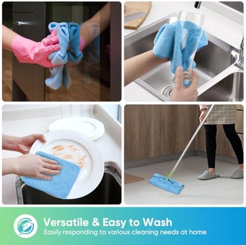 HOMEXCEL Blue Microfiber Cleaning Cloth, Microfiber Towels for Car, 12 Pack - Image 5