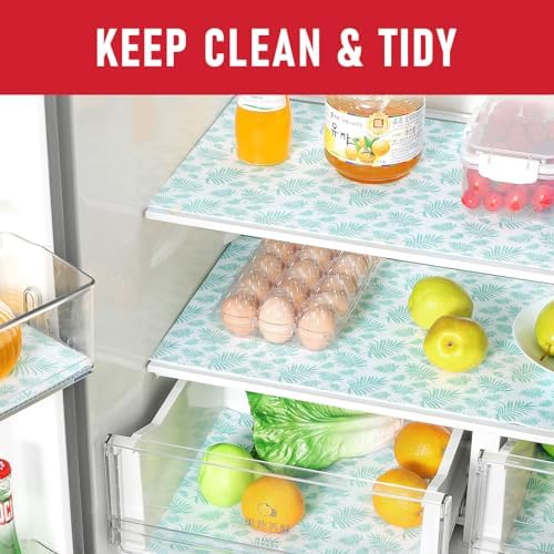 Cooyes Absorbent Refrigerator Liners, Non Slip Fridge Bin Liners and Mats Washable, Refrigerator Shelf Liner for Glass Shelves and Kitchen Cabinet Drawer, 12 Pack, 12" × 24" - Image 2