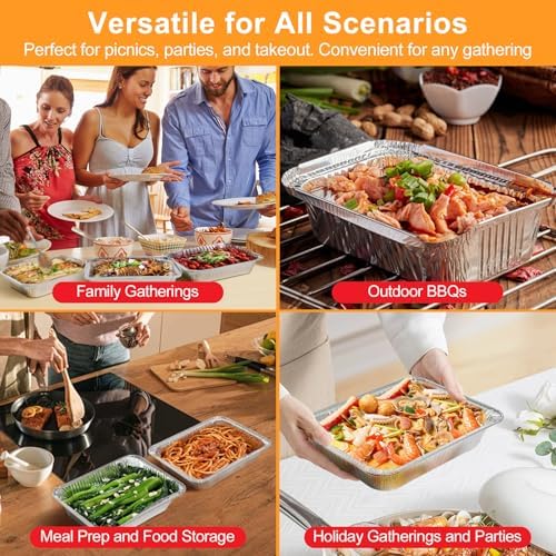 ® Aluminum Foil Pans with Foil Lids - 50 Pack, 7"×5", 1.5 LB Capacity, Disposable Containers for Baking, Meal Prep, Freezer Storage & Takeout. (50) - Image 5