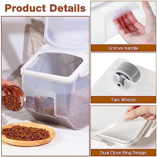 Umigy 4 Pack Rice Storage Container Flour Storage Bin with Wheels White Plastic Airtight Lid Boxes for Dog Pet Food Cereal Grain Dry Food (10 Liter / 20 lbs) - Image 3