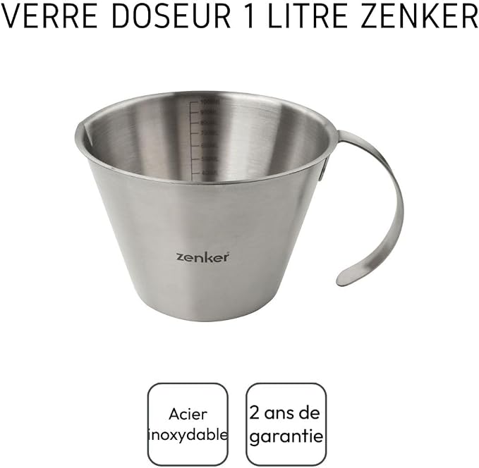 Zenker Measuring Jug 1 L Stainless Steel with Handle - Image 3