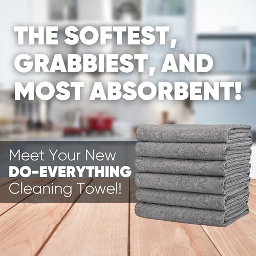 Microfiber Wholesale 16" x 24" Pro Multi Surface Microfiber Towels | 6 Pack (Gray) - Image 2