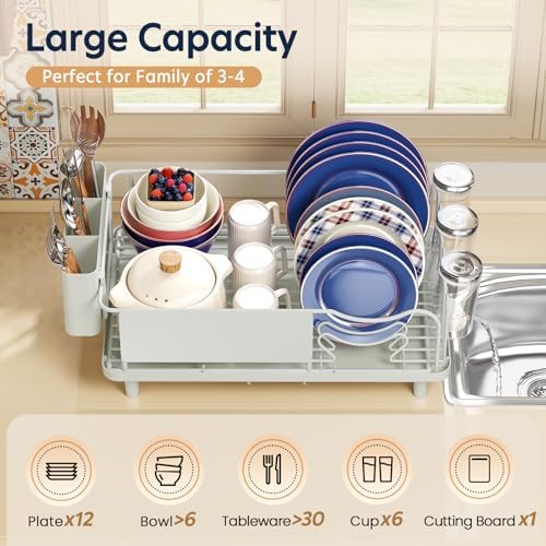 KINGRACK Dish Drying Rack for Kitchen Counter, Dish Drainer with Cup Holder - Image 4