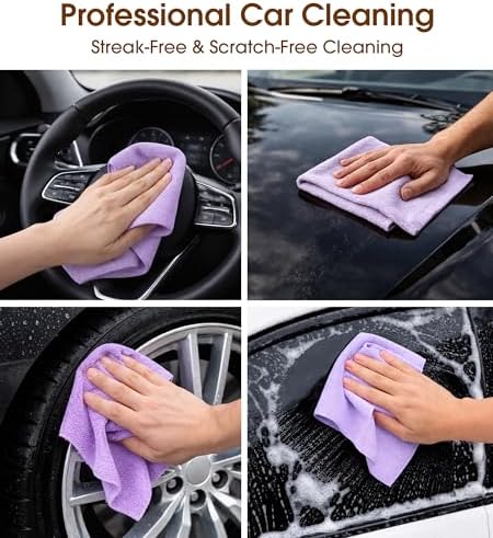 KitchLife Microfiber Cleaning Cloth Roll, 100 Pack - Tear-Away Microfiber Paper Towels, Lint-Free, Reusable, Washable for Kitchen, Car, Dishes, and Sensitive Surfaces (Light Purple) - Image 6