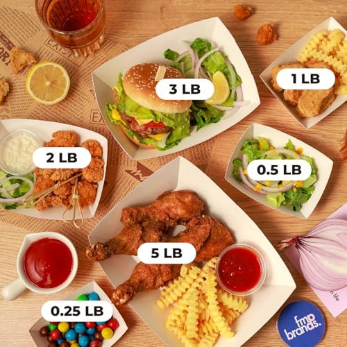 Fit Meal Prep 1000 Pack 1 lb Paper Food Boats Heavy Duty Disposable Trays, Red Check For Parties Fairs Picnics Carnivals, Holds Ketchup Cheese Sauce Pickles Grease Resistant - Image 3