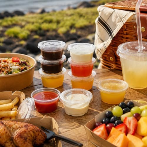 Hedume 300 Sets 4oz Portion Cups with Lids, BPA-free Clear Disposable Plastic Cups for Souffle, Jello, Meal Prep, Portion Control, Salad Dressing, Slime, Condiment Container - Image 6
