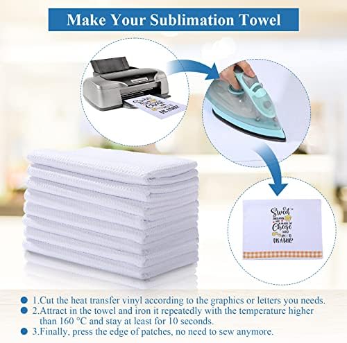 Breling Sublimation Kitchen Towel Blanks 16 x 24Inch, Microfiber Waffle Weave Sublimation Tea Towels Fast Drying Absorbent for Home Kitchen Gifts(24 Pieces) - Image 2
