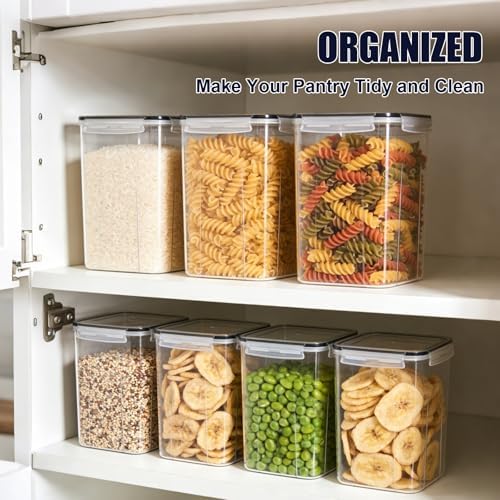 2pc 6.5L Airtight Food Storage Containers with Lids, Cups & Labels | Large BPA-Free Plastic Food Storage with Labels for Spaghetti, Cereal, Oats & Kitchen Pantry Organization, 2 Pack - Image 6