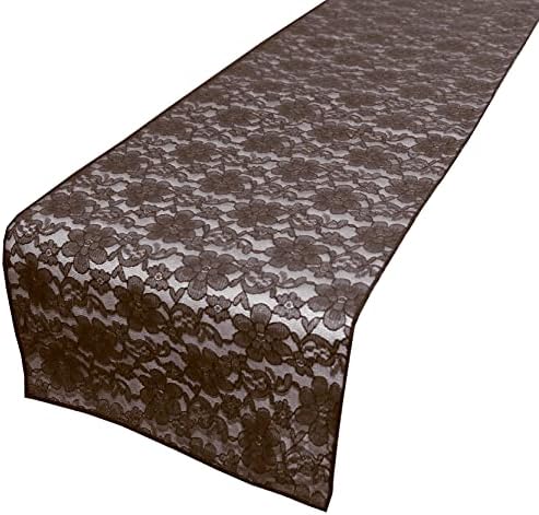Zen Creative Designs 10 Pack Floral Lace Table Runner Sheer Lace Event Party Wedding Table Decor (12" by 144", Brown) by ZenCreativeDesigns