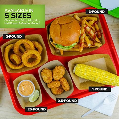 Stock Your Home [250 Pack] Large Disposable Brown Kraft Paper Food Trays, 2-Lb Concession Tray, Serving Boats for Party Snacks, Taco Bar, Seafood, Nachos Plates - Image 6