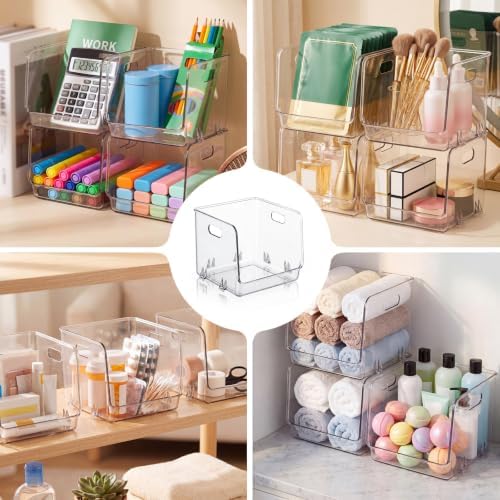 12 Pcs Clear Plastic Storage Bins Stackable Pantry Organizer - Image 7