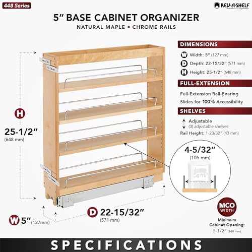 Rev-A-Shelf Pullout Kitchen Cabinet Organizer, Min Cabinet Opening 5.5" W - Image 3