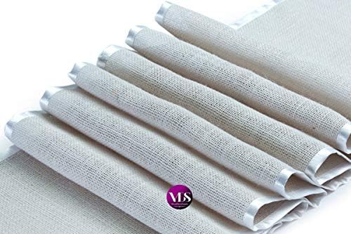 VDS Pack of 10, Burlap Table Runner with White Lace Edge, 100% Natural Jute Rustic Hessian Table Cloth Centerpiece for Wedding Birthday Party Banquet Table Decoration (Size 12X108 Inch)(White) - Image 2