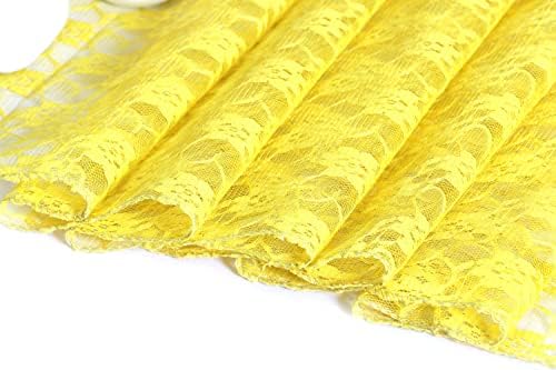 MDS Pack of 20 Wedding 12 x 108 inches Lace Table Runner for Wedding, Decorations for Birthday Parties, Banquets, Graduations, Engagements, and Runners fit Rectangle, Round Table- Yellow - Image 5