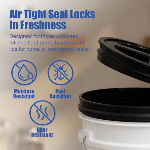 ePackageSupply 5 Gallon Bucket - Food Grade w/Lid BPA-Free, White/Black, 3 | Airtight Gamma Seal Screw-On Lid, Heavy-Duty 90 Mil HDPE Plastic, Food Safe and Durable Container, Bulk Storage, Made in USA - Image 5