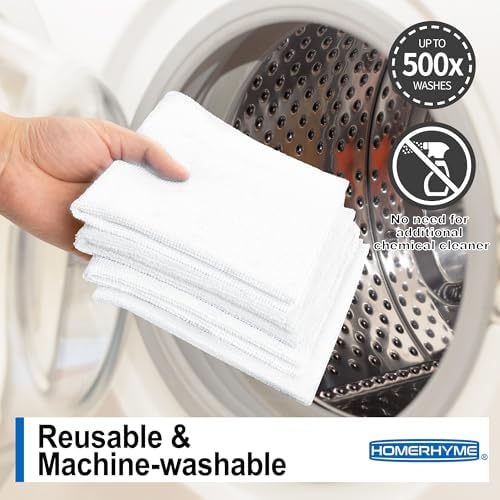 Microfiber Cleaning Cloth, 12 Pack White Cleaning Rags,12" X 11" Lint Free Dish Towels Wash Cloths, Reusable Microfiber Towels for Home and Kitchen Bathroom Apartment Cleaning Supplies - Image 7