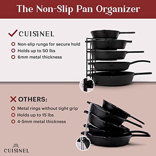 Cuisinel Pan Organizer for Cast Iron, Silicone-Coated 12" Skillet Rack - Image 5
