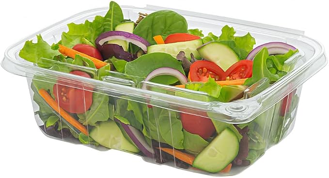 Tamper-Resistant Clear Hinged Containers with Flat Lid – Disposable Plastic Clamshell Takeout Boxes for Food, Salad, Dessert, Sandwich, Leak-Proof & Stackable – BPA-Free (100, Clear, 32 oz) - Image 8