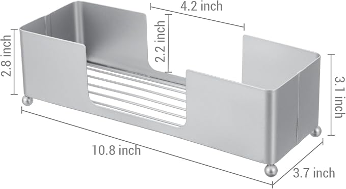 MyGift Modern Silver Tone Metal Countertop Folded Paper Towel Holders, Commercial and Guest Bathroom Sink or Vanity Table Disposable Napkin Storage Trays, Set of 2 - Image 5