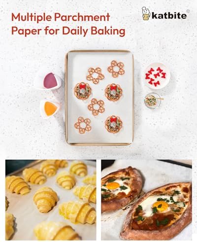Katbite 100 Pcs Parchment Paper Baking Sheets, 16x24 Inch, Heavy Duty | Precut Non-Stick greaseproof full sheet pan liners, ideal for baking, cooking, grilling, air fryers and freezers - Image 5