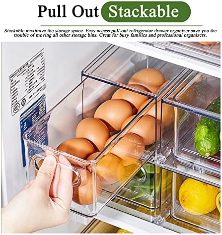 Refrigerator Organizers and Storage, 2 Pack BPA-Free Sturdy Stackable Clear Pull out Drawer Organizer Bins, Fridge Organizers and Storage for Fruit, Produce, Drink, Snack and Food Storage Containers - Image 4