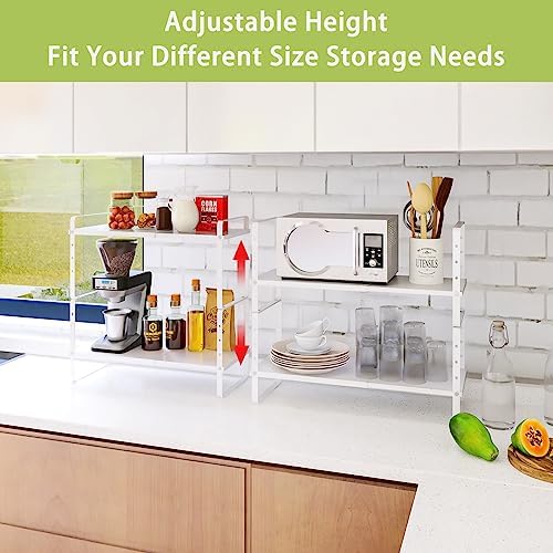 Across-Star Expandable Cabinet Shelf Organizer Rack, Stackable Kitchen Counter Storage Shelves Stand, Adjustable Height Pantry Shelf Spice Rack - Image 3