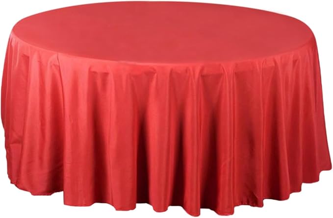 Balsa Circle 10 pcs 108 inch Red Round Washable Polyester Easy-Care Tablecloth for Indoor and Outdoor Bridal Shower Wedding Table Buffet Table Parties Events Kitchen Dining by BalsaCircle