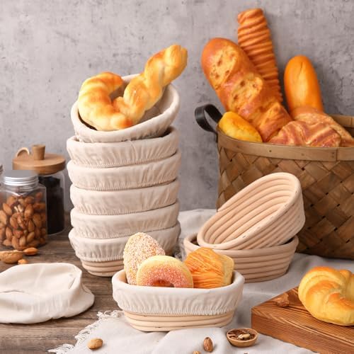 20 Set Mini Bread Proofing Baskets Bulk Sourdough Banneton Basket Kit with Cloth Liners Natural Rattan Dough Proofing Bowls for Home Sourdough Bakers Supplies(Oval) - Image 4