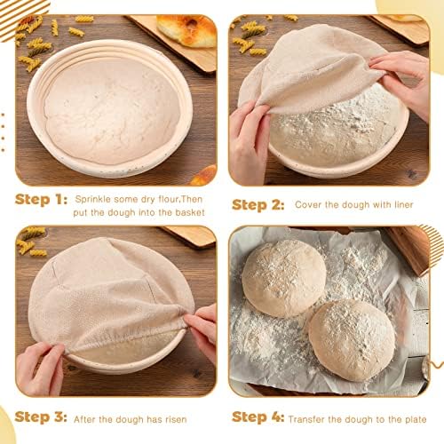 Gejoy 20 Sets Proofing Baskets Banneton with Cloth Liner,Round,9 Inch | Rattan Bread Baskets for Sourdough Baking, Round Banneton Bowls with Linen Liners, Bulk Supplies for Artisan Loaves - Image 5