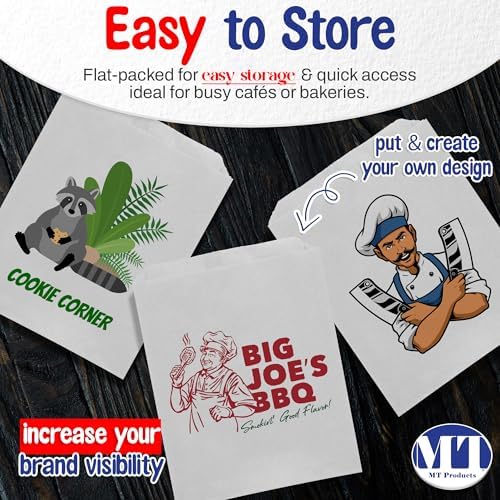 MT Products Custom Printed White Cookie Bags 6.5" x 8" - Personalized Grease Resistant Bakery Bags for Baked Goods - Image 4