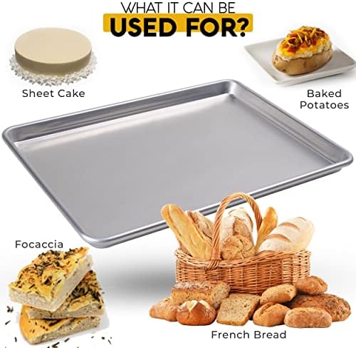 Alpine Cuisine Three Quarter Professional Aluminum Cookie Sheet 22-inch - Rimmed Baking Sheets for Oven - Durable, Oven-Safe, Easy to Clean, Commercial Quality - Great for Roasting & Baking - Image 6