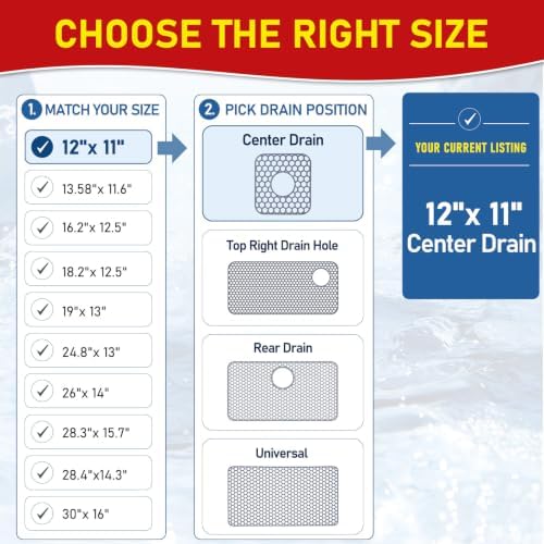 2 Pack Silicone Sink Protectors for Kitchen Sink -12"x 11" Center Drain - Image 2