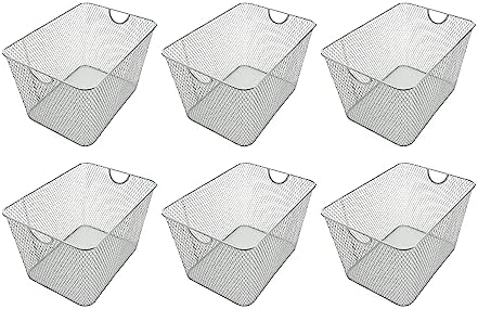 YBM HOME Kitchen Pantry Organizer Wire Basket for Shelves, Cabinets, Pantry, Countertop, Mesh Open Storage Bin Metal Basket for Organizing Food Supplies 14 x 10 x 9, Pack of 6, Silver by YBMHome