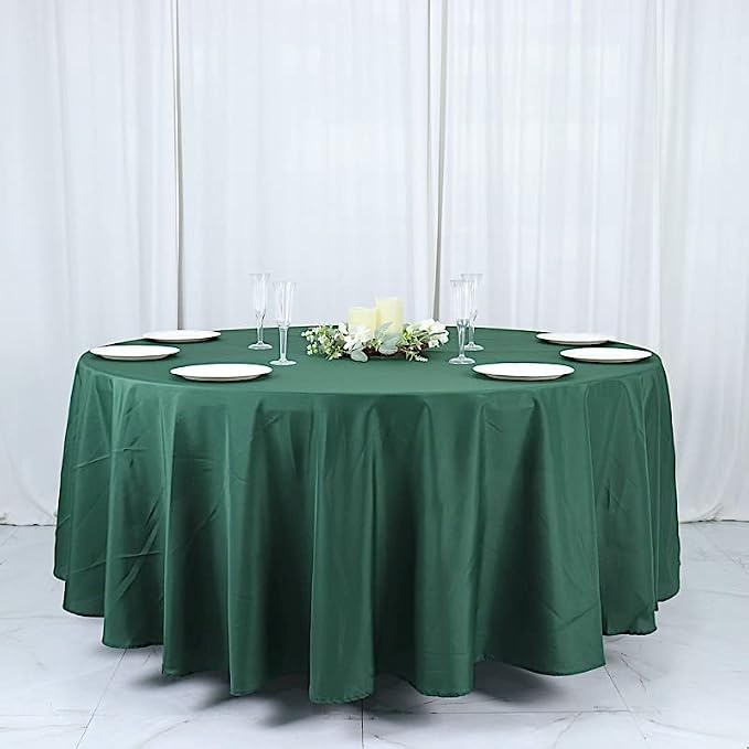 Balsa Circle 10 pcs 108 inch Hunter Green Round Washable Polyester Easy-Care Tablecloth for Indoor and Outdoor Bridal Shower Wedding Table Buffet Table Parties Events Kitchen Dining - Image 7