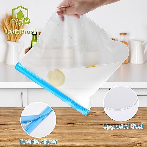 Lerine 5 Pack Reusable 2 Gallon Freezer Bags Dishwasher Safe | 13"x15.6" Large Capacity, BPA-Free, Food-Grade Material, Freezer Safe, Leakproof, Double-Seal, for Marinate Meats, Vegetables - Image 3