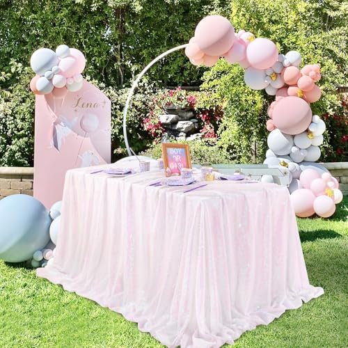 Party Tablecloth Rectangular 90x132inch White Iridescent Tablecloth Overlay - Image 2