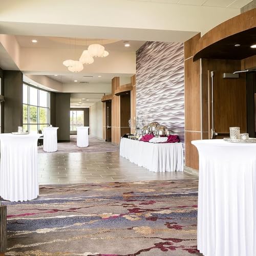 4 Packs White Round Cocktail Table Skirt 32"x 43" - Image 4