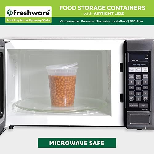 Freshware Food Storage Containers [240 Set] 32 oz Plastic Deli Containers with Lids, Slime, Soup, Meal Prep Containers | BPA Free | Stackable | Leakproof | Microwave/Dishwasher/Freezer Safe - Image 5