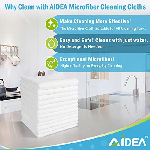 AIDEA White Microfiber Cleaning Cloth 50PK, Absorbent Cleaning Rags 12"x12" - Image 2