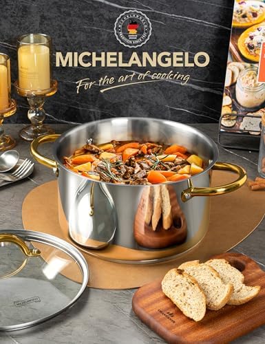 MICHELANGELO Stainless Steel Pots - 6 Qt Induction Pot with Lid, 18/10 Stainless Steel Stock Pot, Non Toxic Cooking Pot, Oven & Dishwasher Safe - Image 7
