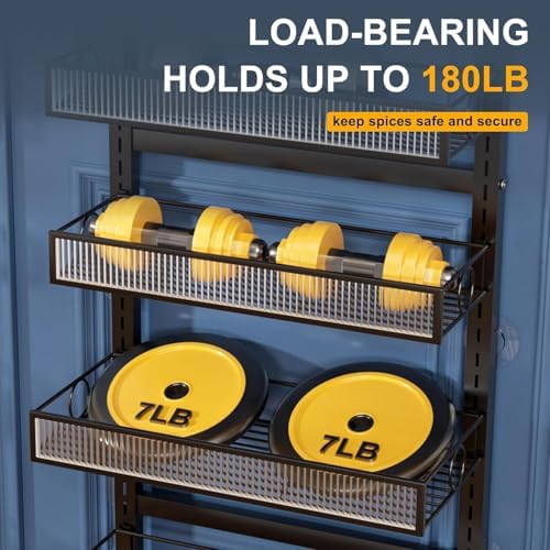 Over the Door Pantry Organizer 8 Tiers Hanging Door or Wall Mounted Spice Rack with Adjustable Acrylic Basket,Heavy Duty Metal Seasoning Storage Shelf for Kitchen Pantry and Bathroom - Image 4